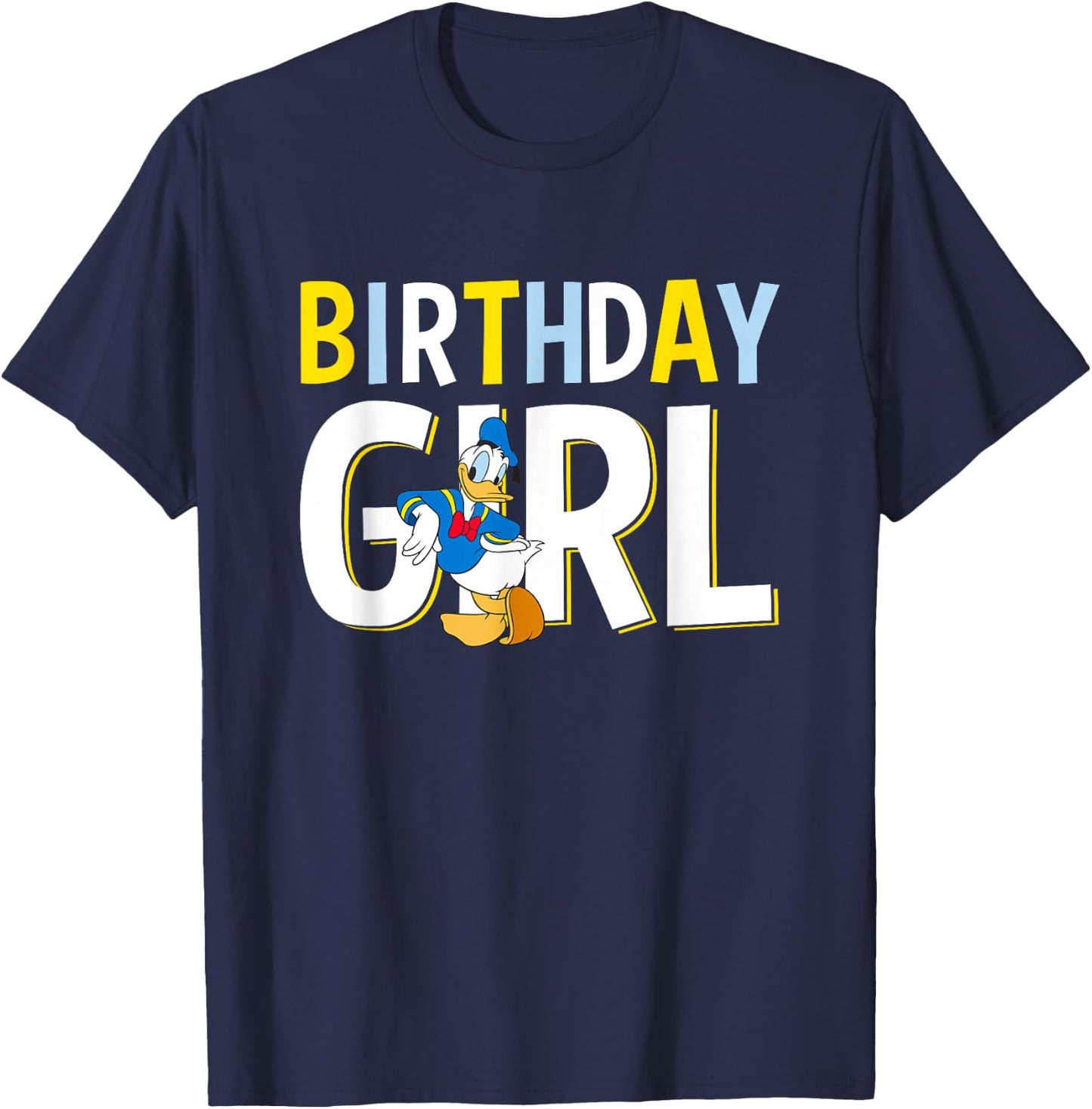 Disney Mickey and Friends Birthday Girl Vintage Donald Duck T-Shirt - T-Shirt | Navy