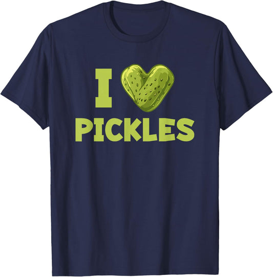 Funny I Love Pickles Heart T-Shirt - T-Shirt | Navy