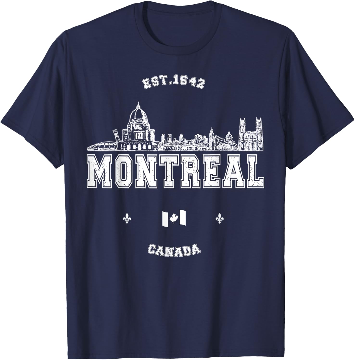 Montreal Skyline Canada Travel , Red, S T-Shirt - T-Shirt | Navy