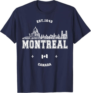 Montreal Skyline Canada Travel , Red, S T-Shirt - T-Shirt | Navy