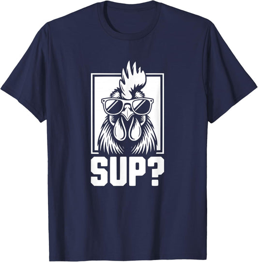 Sup? Chicken with Sunglasses Chicken Farmer T-Shirt - T-Shirt | Navy