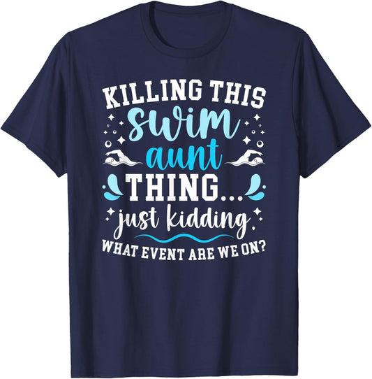 Swim Aunt Thing Swimming Aunt Of A Swimmer Auntie T-Shirt - T-Shirt | Navy