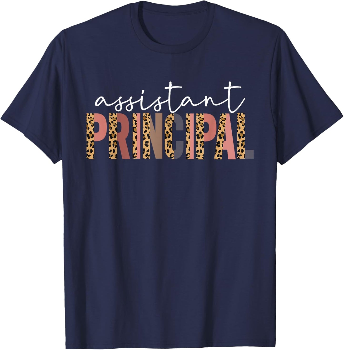 Assistant Principal Cheetah Print School Assistant Principal T-Shirt - T-Shirt | Navy