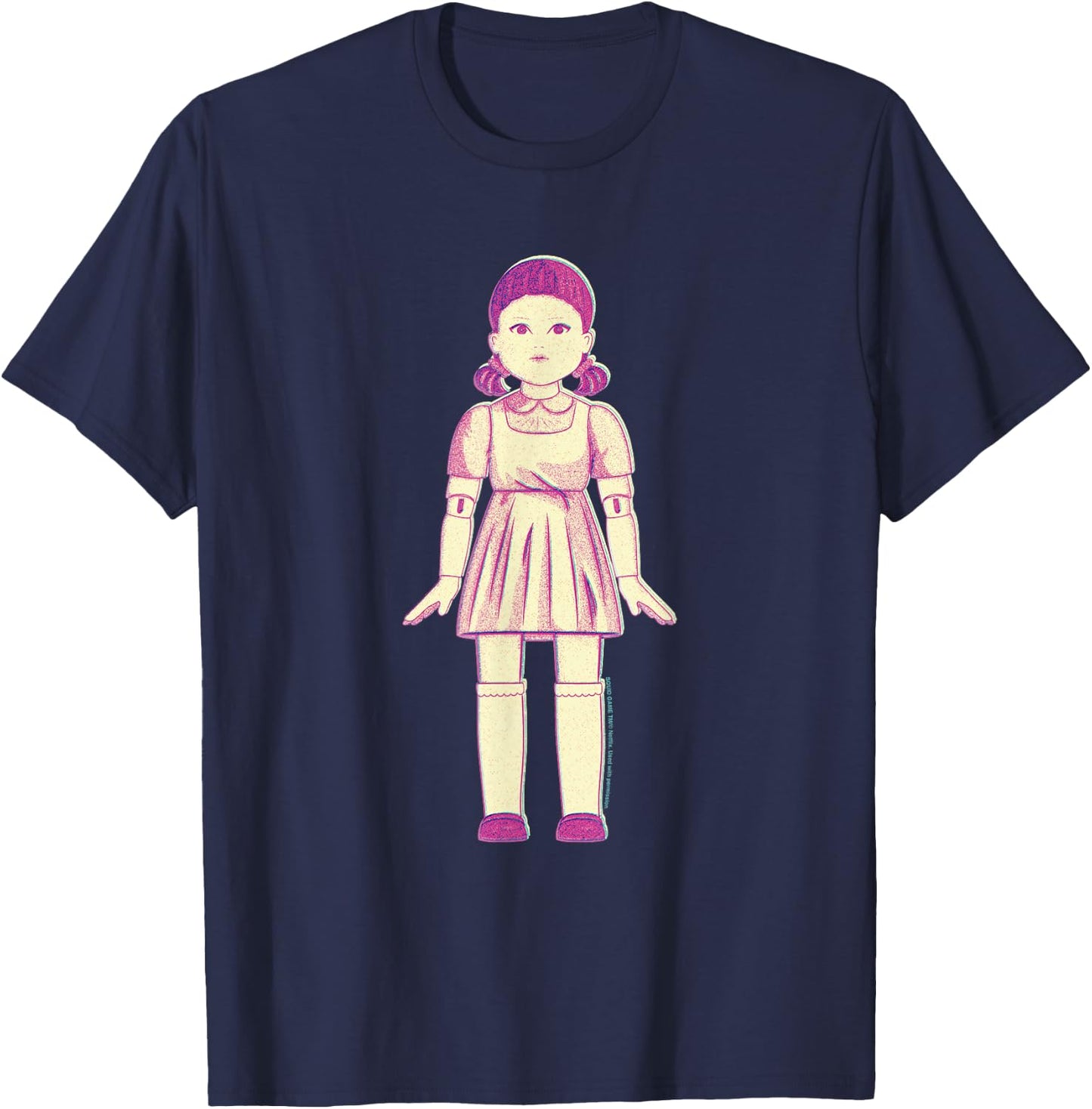 Squid Game Doll Sketch Light Red Light Green , Blue, S T-Shirt - T-Shirt | Navy