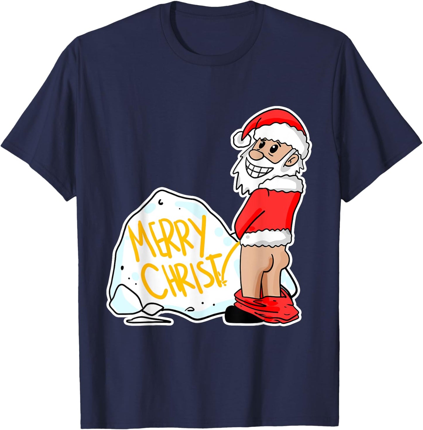 Funny pee Santa illustration T-Shirt - T-Shirt | Navy