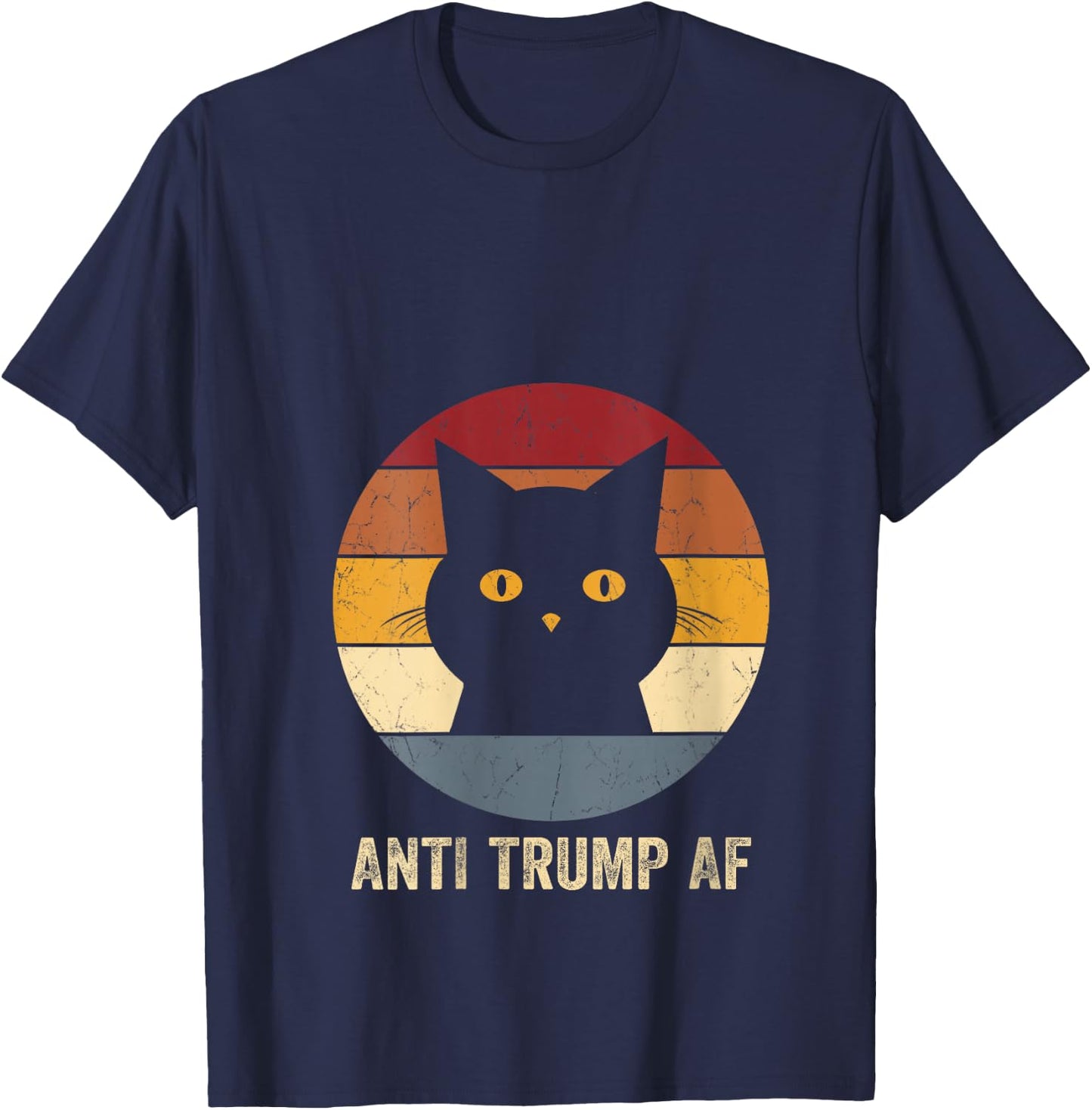 Anti Trump AF Retro Funny Anti Trump Cat V-Neck T-Shirt - T-Shirt | Navy
