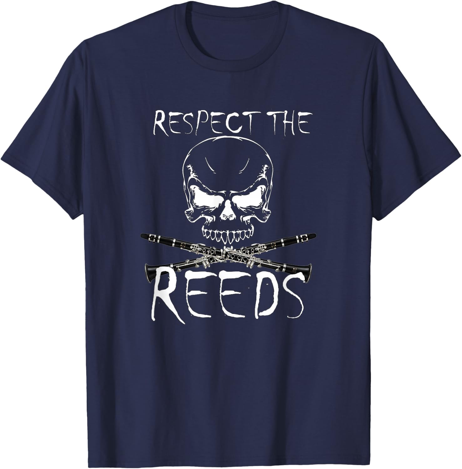 Marching Band : Respect the Reeds Clarinet Shirt T-Shirt - T-Shirt | Navy