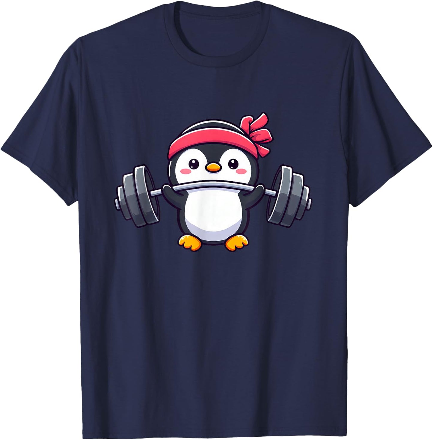 Cute Penguin Dumbbell T-Shirt - T-Shirt | Navy