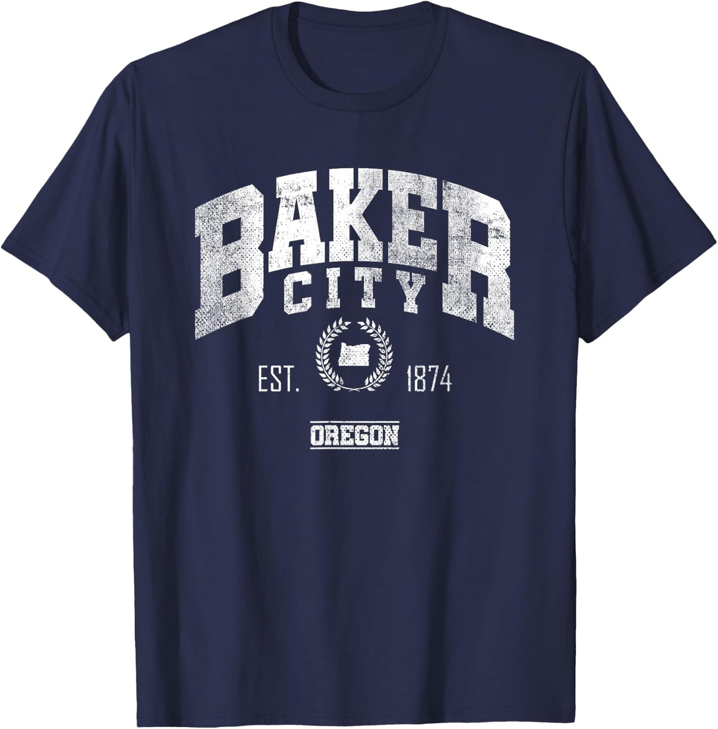 Baker City OR | Oregon | Vintage Throwback T-Shirt - T-Shirt | Navy