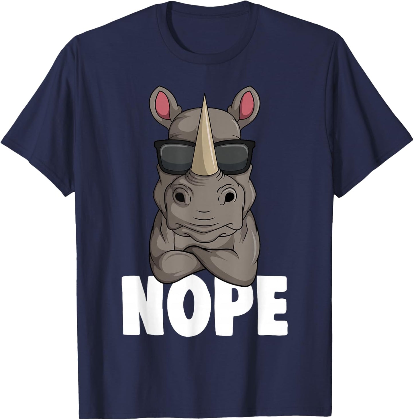 Funny Rhino Apparel & Gift Ideas -Kids, Women Classic Fit Black Cartoon Animal T-Shirt - T-Shirt | Navy