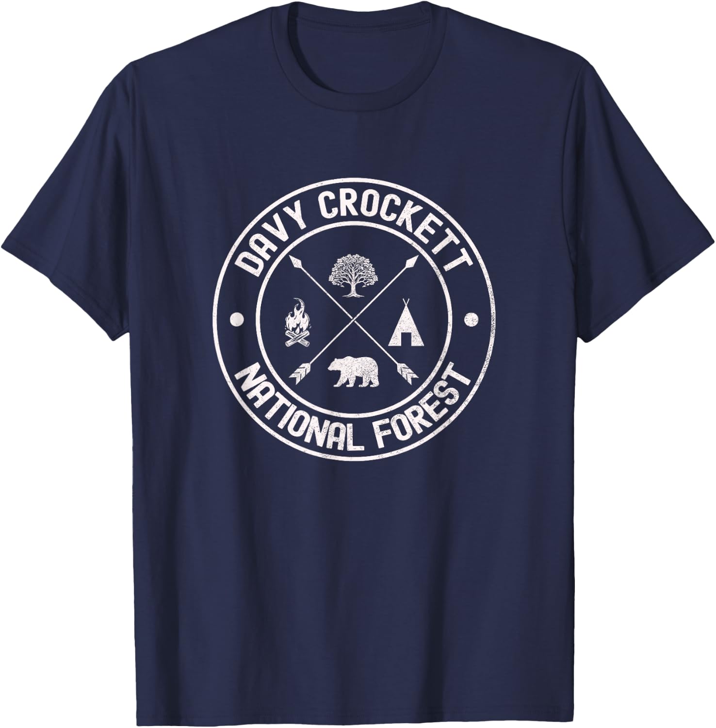 Davy Crockett National Forest Adventure Design T-Shirt - T-Shirt | Navy