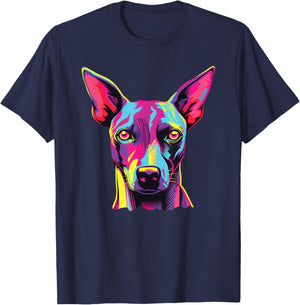 Watercolor Colorful American Hairless Terrier Dog T-Shirt - T-Shirt | Navy