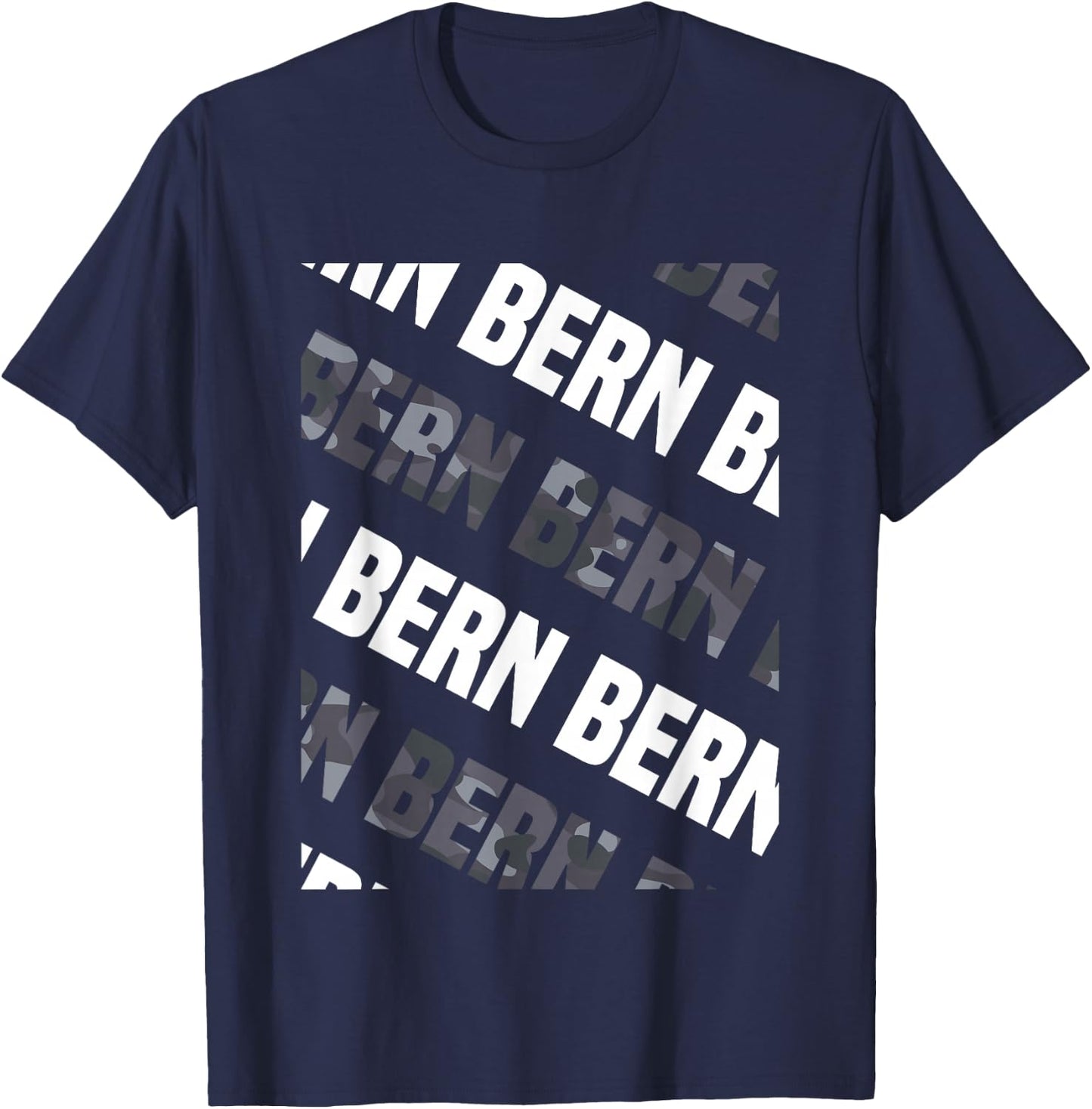 Bern Camo Pattern Grey Camouflage T-Shirt - T-Shirt | Navy