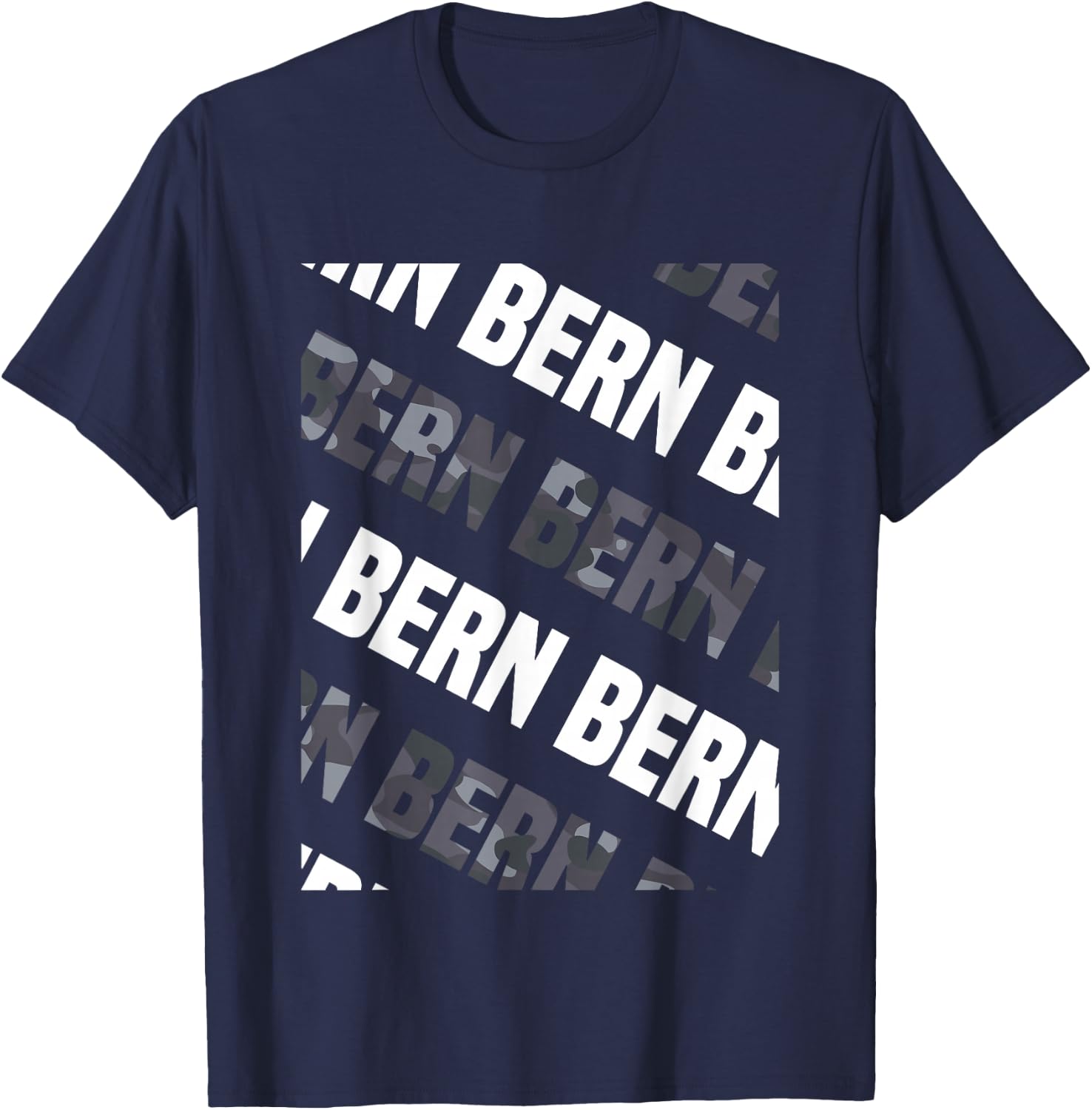 Bern Camo Pattern Grey Camouflage T-Shirt - T-Shirt | Navy