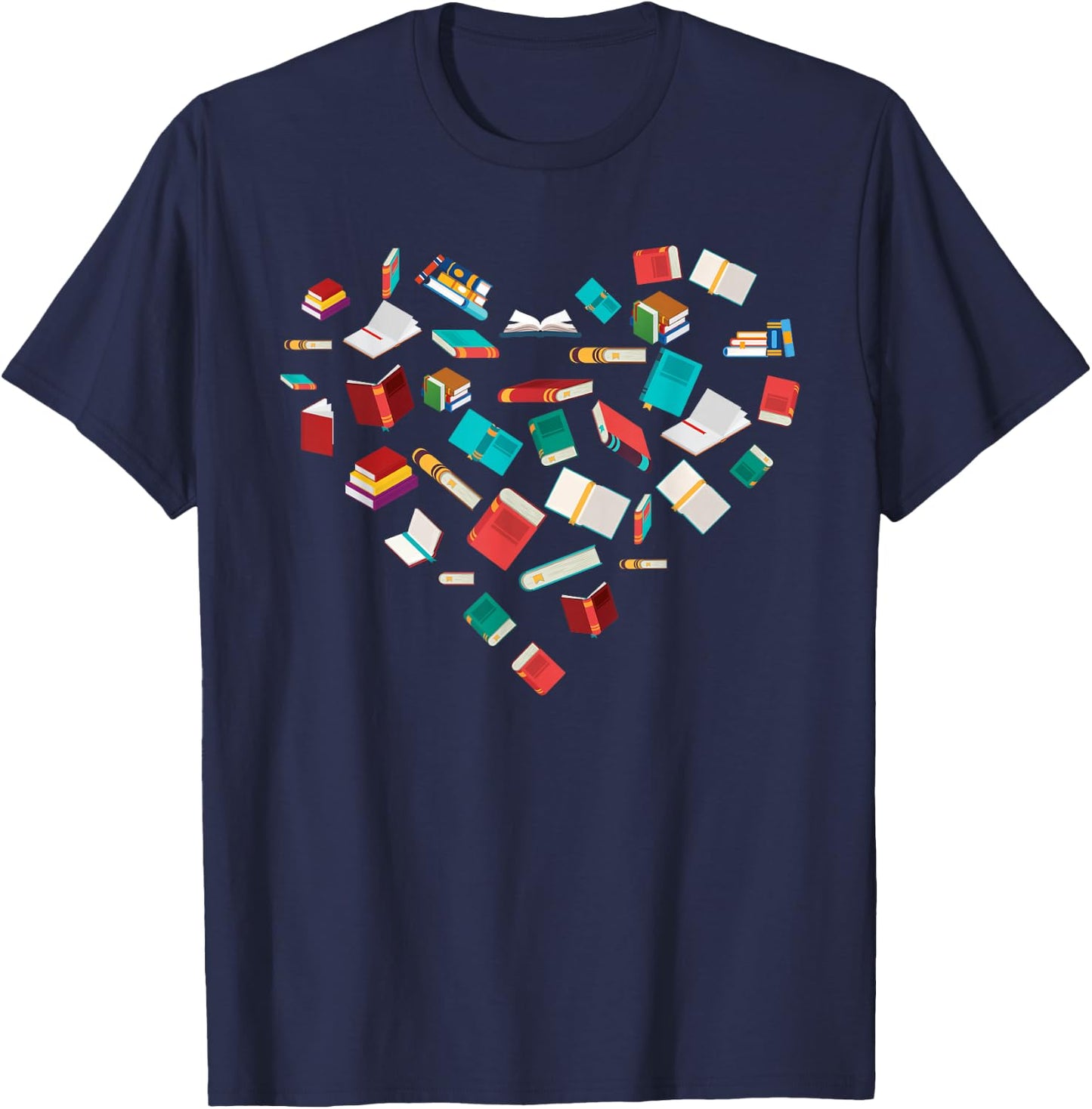 Library Books Heart Bookworm Valentines Day Gift Reading T-Shirt - T-Shirt | Navy