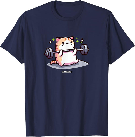 Cute Cat Fitness Workout Cute Funny Gym Training T-Shirt - T-Shirt | Navy