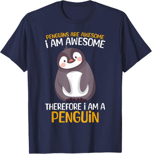 Penguins Are Awesome I Am Penguin Lover Lazy Halloween T-Shirt - T-Shirt | Navy