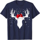 Santa Hat Deer Hunting Christmas Reindeer Xmas Pajama T-Shirt - T-Shirt | Navy