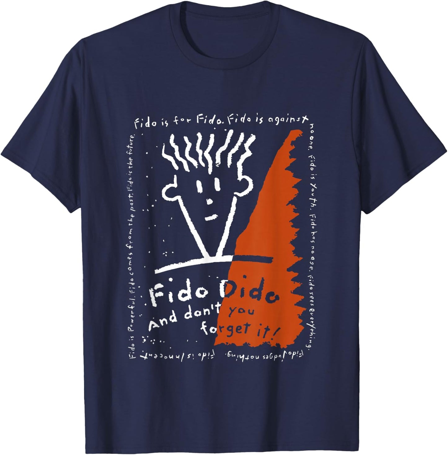 Fido Dido Textrahmen, Weiß / Orange T-Shirt - T-Shirt | Navy