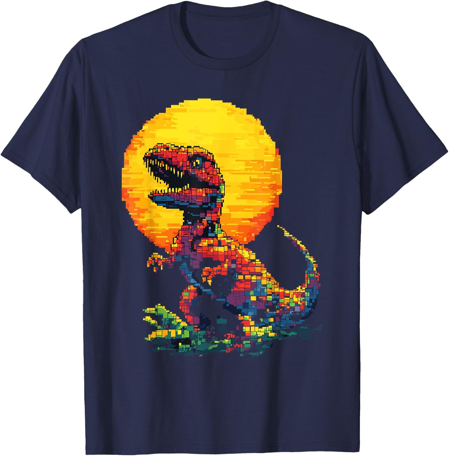 Building Bricks Dinosaur T-Rex Family Matching T-Shirt - T-Shirt | Navy