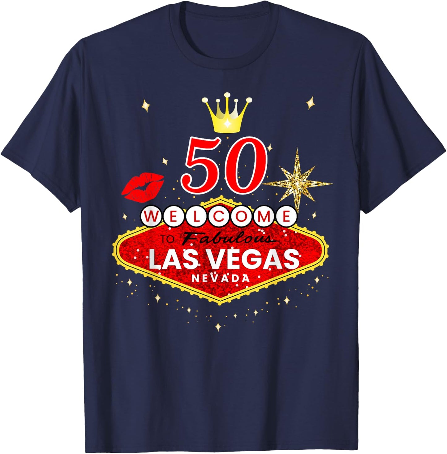 Las Vegas Girls Trip Shirts 2024, Vegas 50th Birthday Squad T-Shirt - T-Shirt | Navy