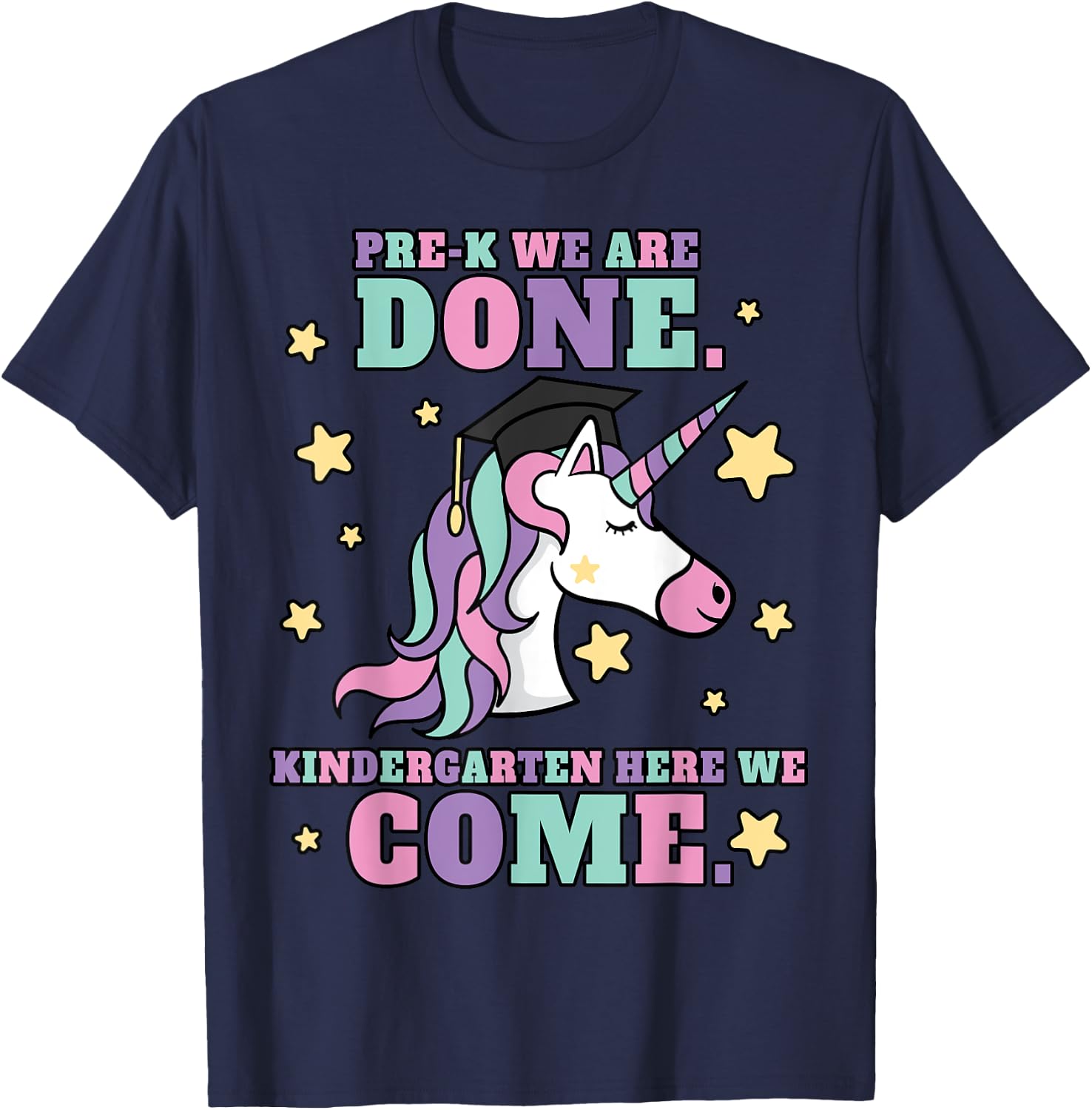 Girls Pre-K Graduation Magical Unicorn T-Shirt - T-Shirt | Navy