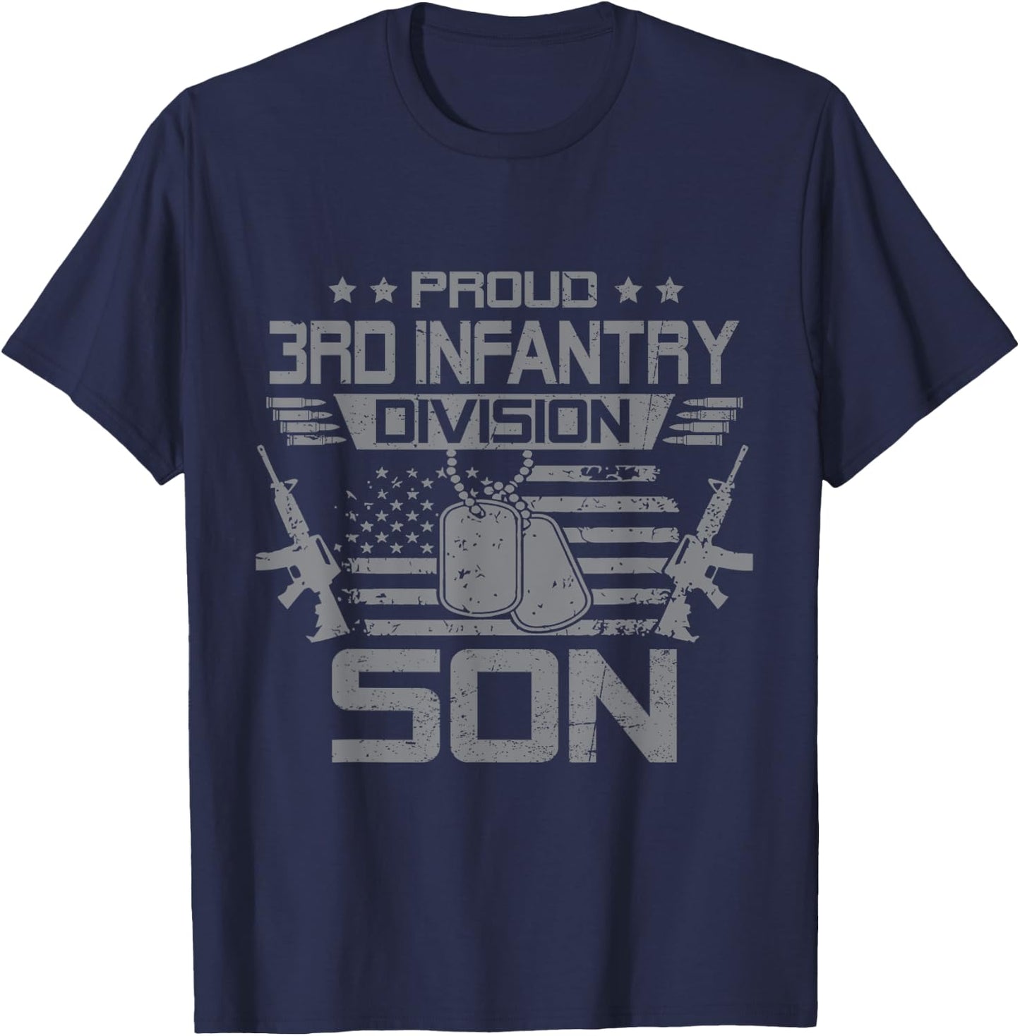 Proud 3rd Infantry Division Son US Veteran Family Matching T-Shirt - T-Shirt | Navy