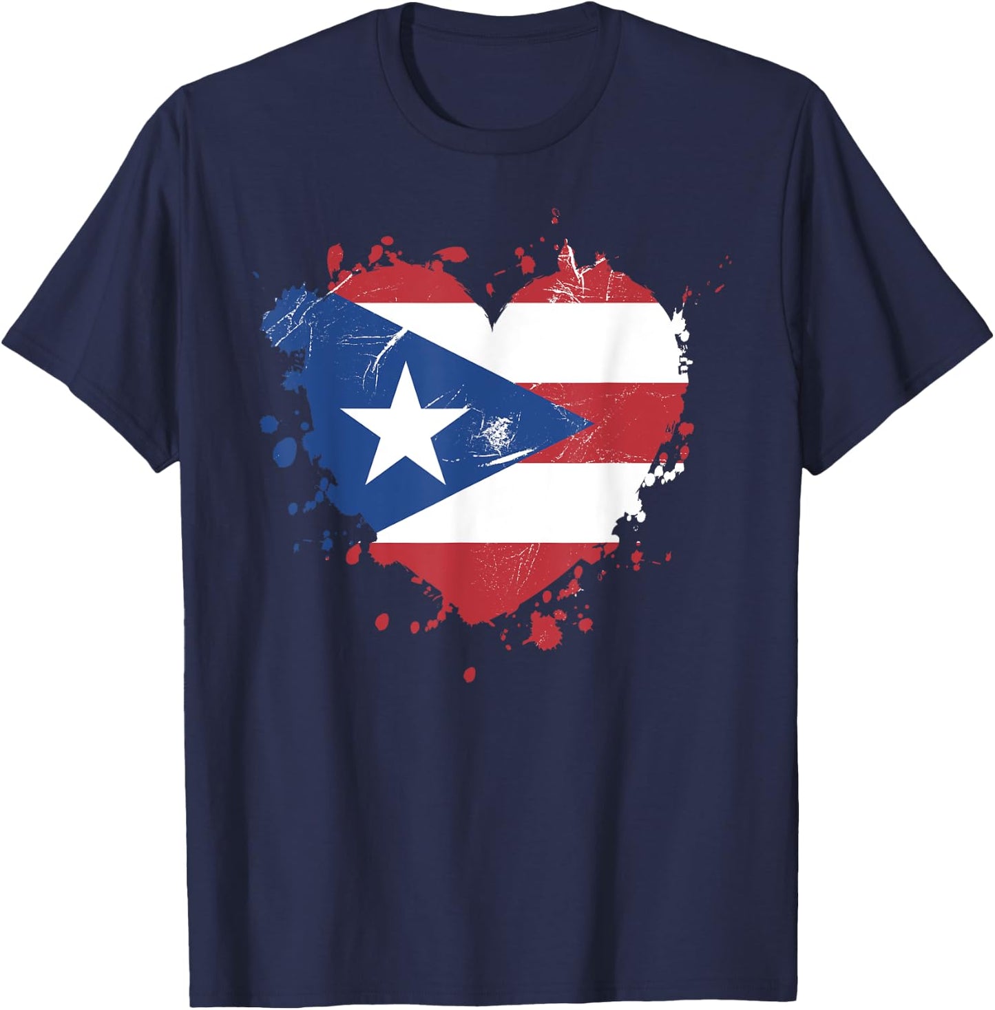Puerto Rico Love Heart Flag Proud Girl T-Shirt - T-Shirt | Navy