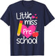 Little Miss Preschool First Day Of Hello Preschool Girls T-Shirt - T-Shirt | Navy