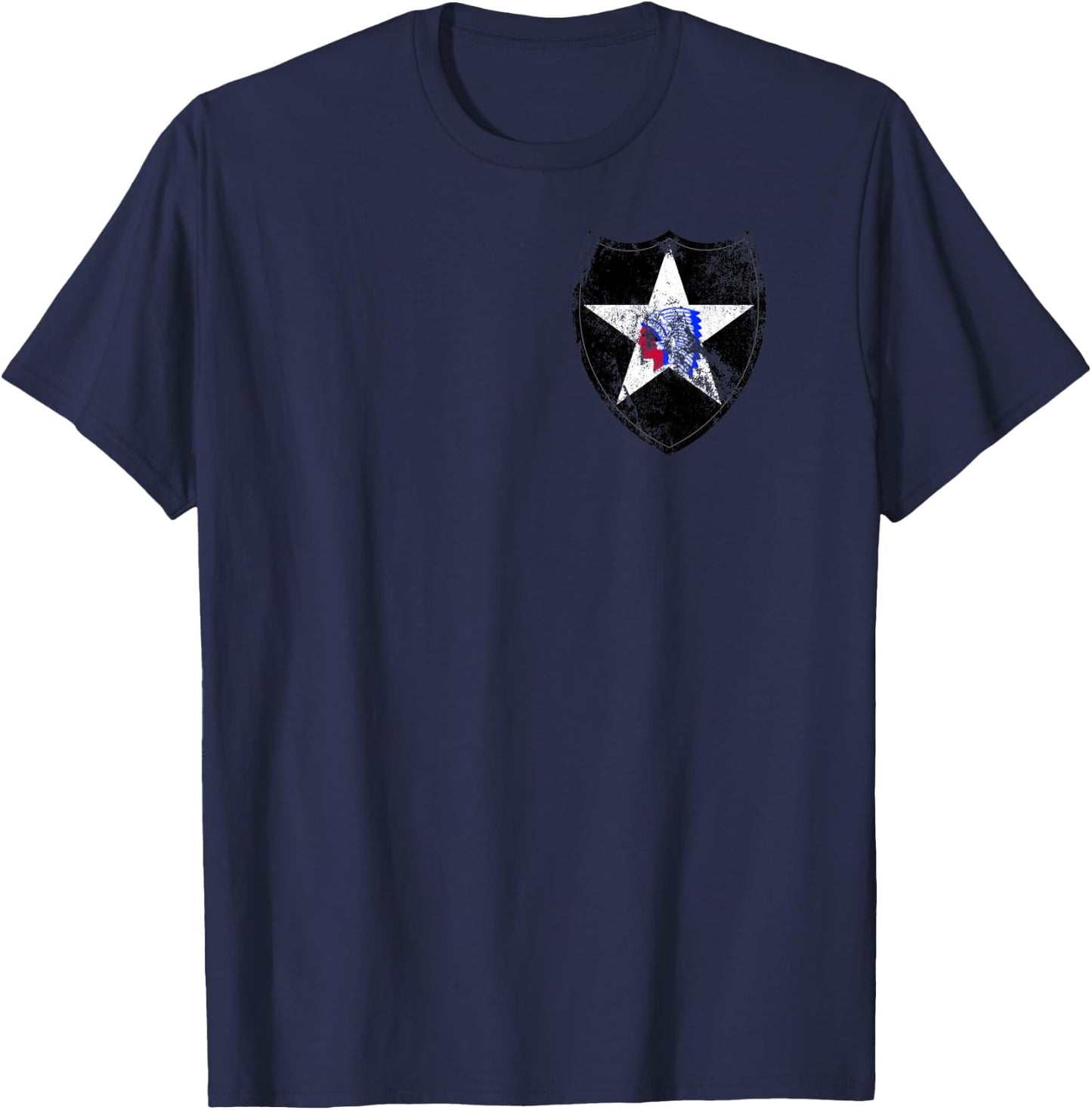 2nd Infantry Division Patch - 2nd ID Distressed Vintage Look T-Shirt - T-Shirt | Navy