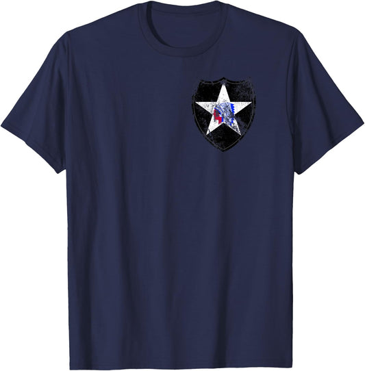 2nd Infantry Division Patch - 2nd ID Distressed Vintage Look T-Shirt - T-Shirt | Navy