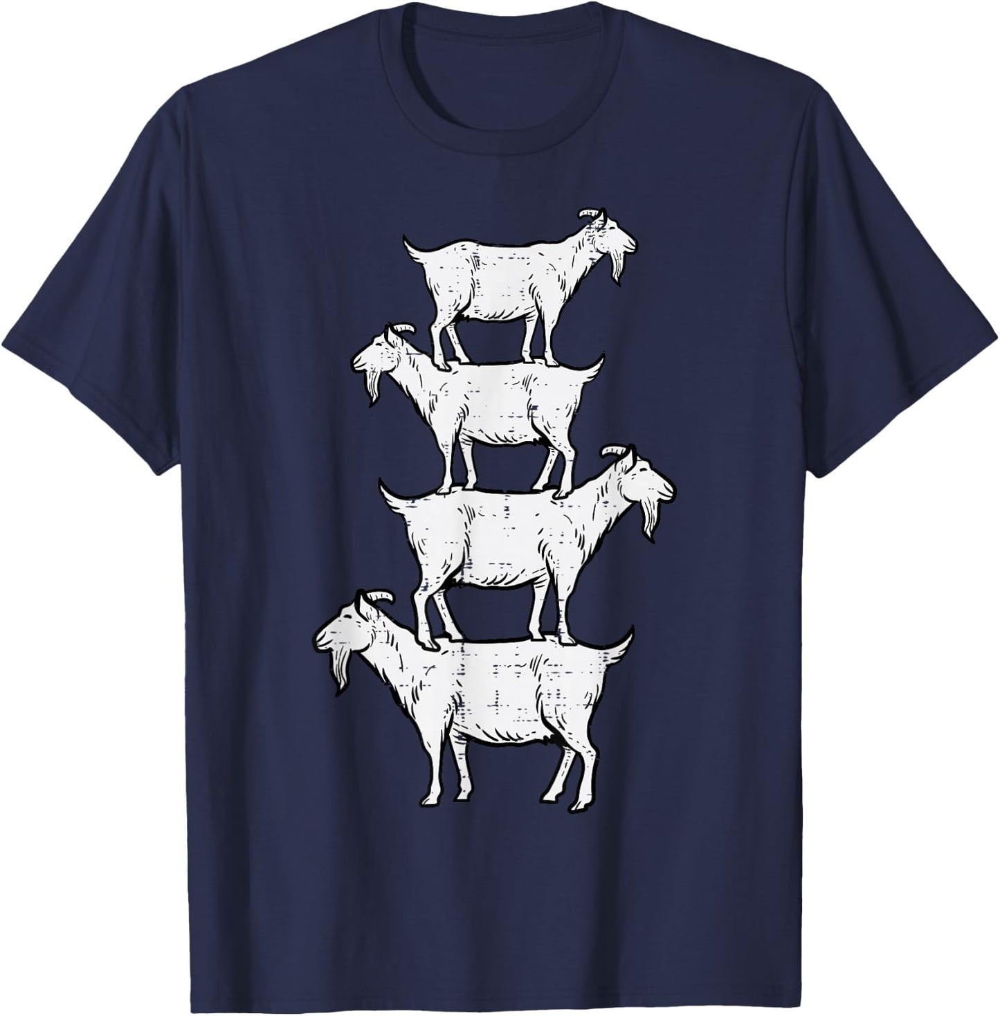 Goats Stack Funny Farm Animal Livestock Farmer Men Women Kid T-Shirt - T-Shirt | Navy