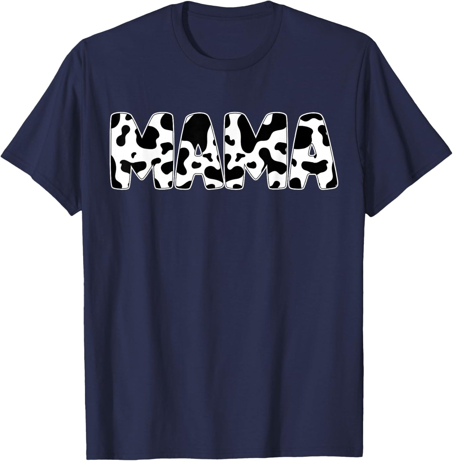 Mama Cow Print Cow Pattern Mother's Day T-Shirt - T-Shirt | Navy