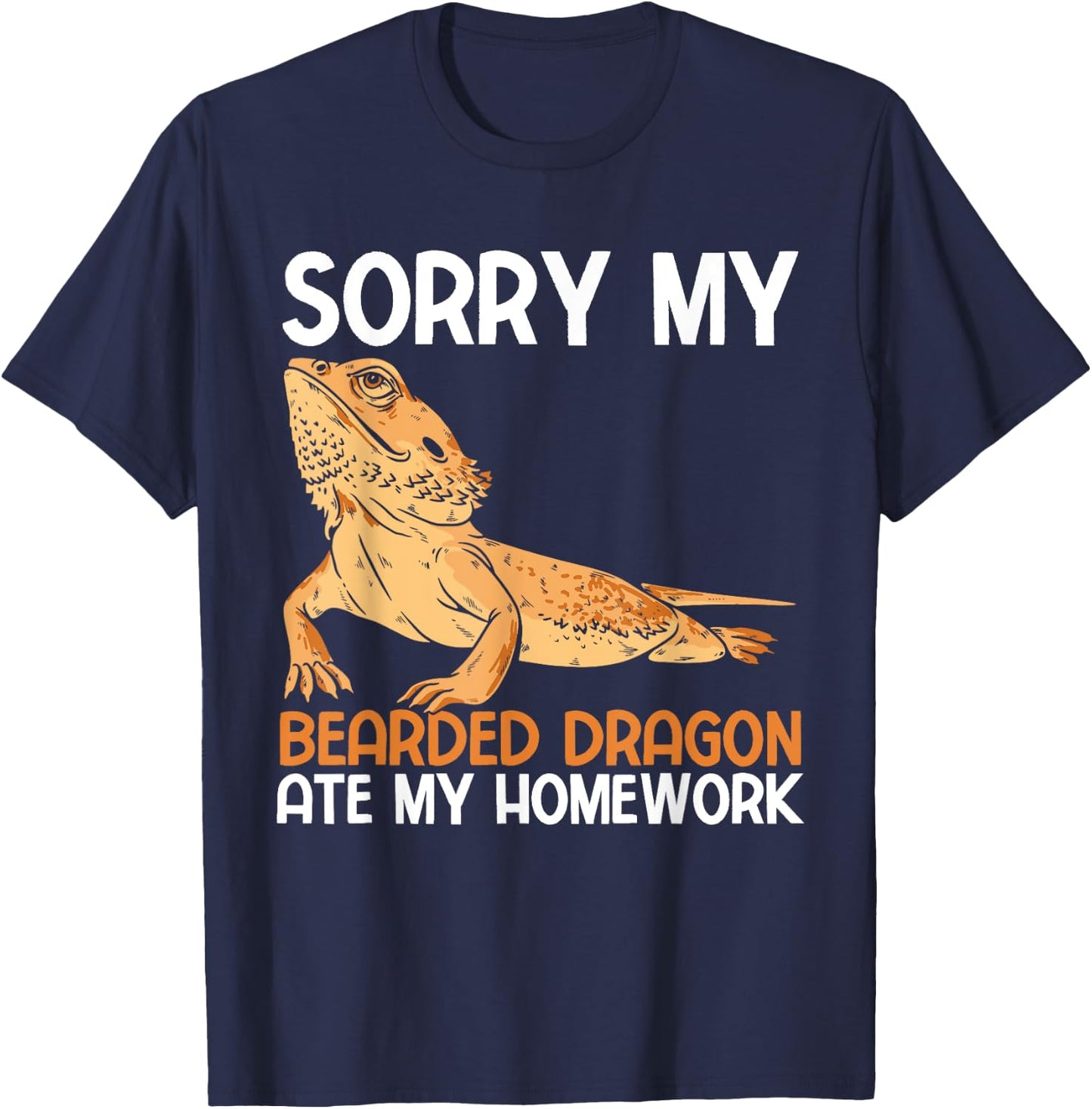 School Reptile Pogona My Bearded Dragon Ate My Homework T-Shirt - T-Shirt | Navy