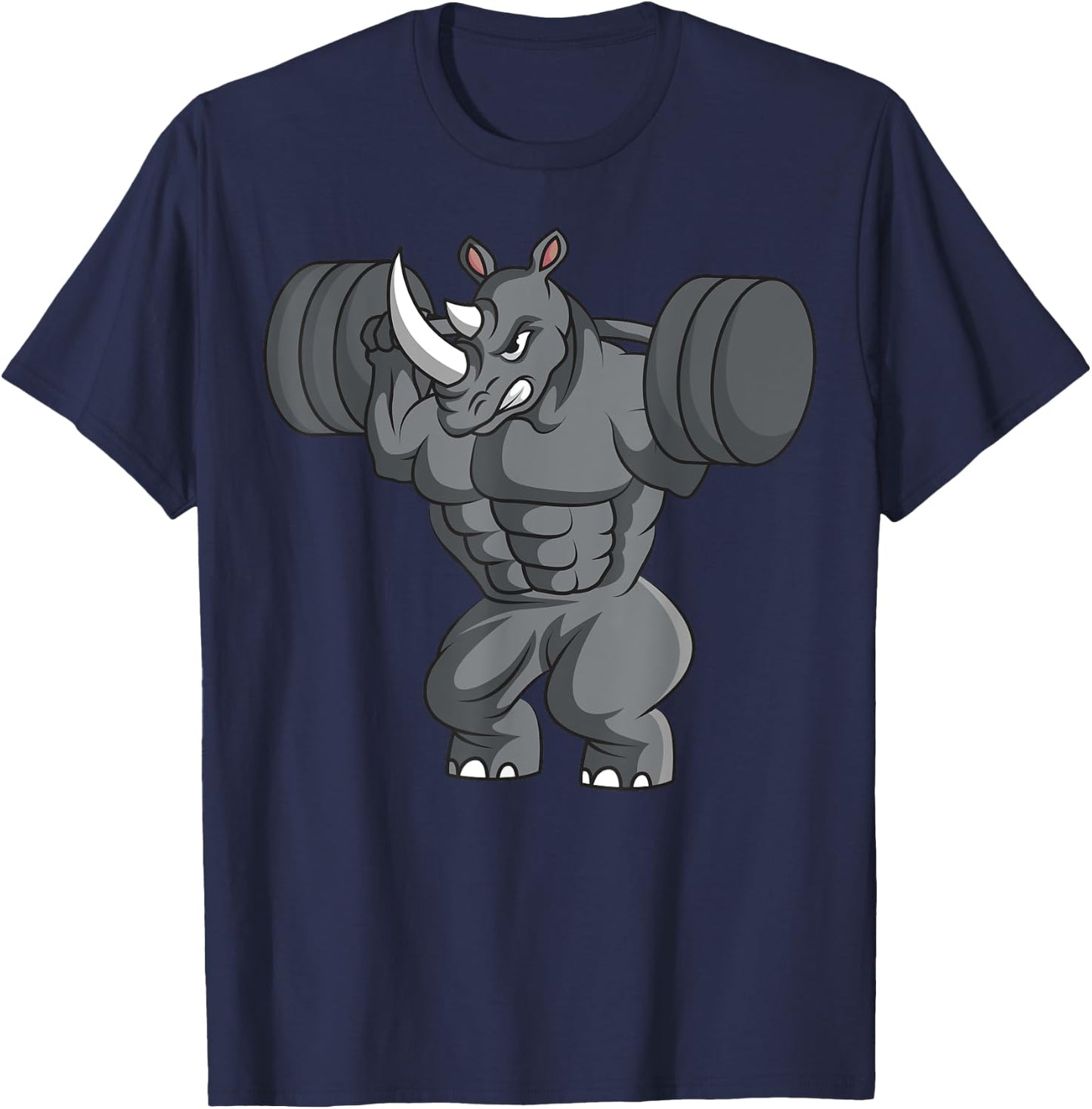 Rhino Weightlifter Rhinoceros Lover Wildlife Safari African T-Shirt - T-Shirt | Navy