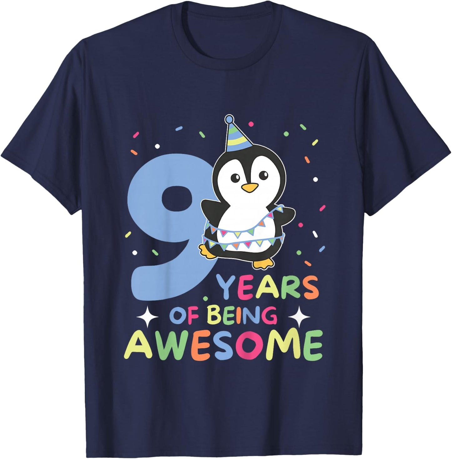 9th Birthday Penguin For Children Nine Years Old T-Shirt - T-Shirt | Navy