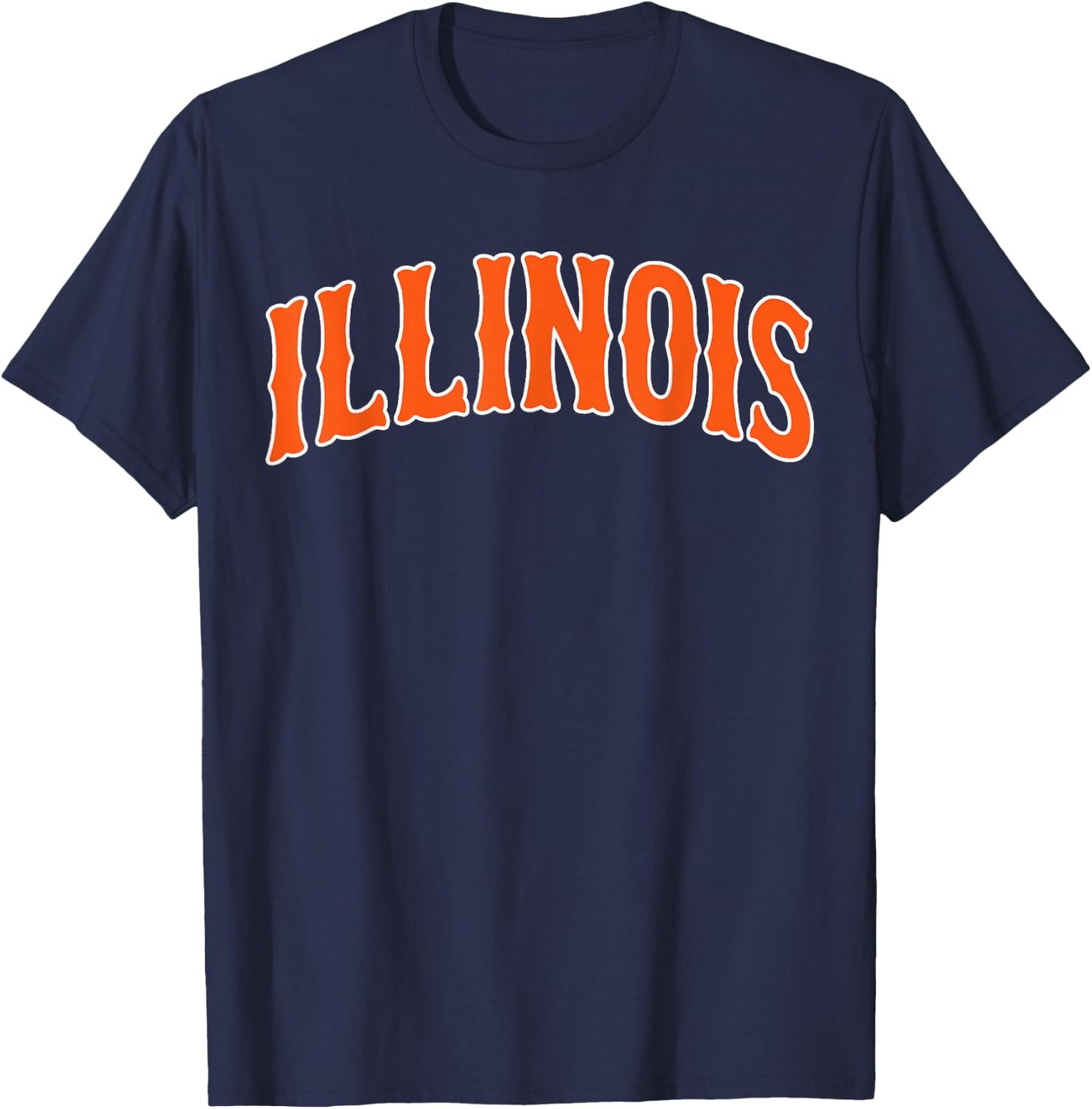 Retro Illinois Vintage Illinois Orange Blue Throwback T-Shirt - T-Shirt | Navy