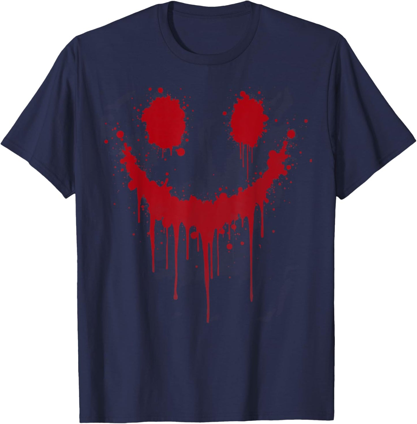 Horror Night Halloween Scary Smile Costume Spooky Season T-Shirt - T-Shirt | Navy