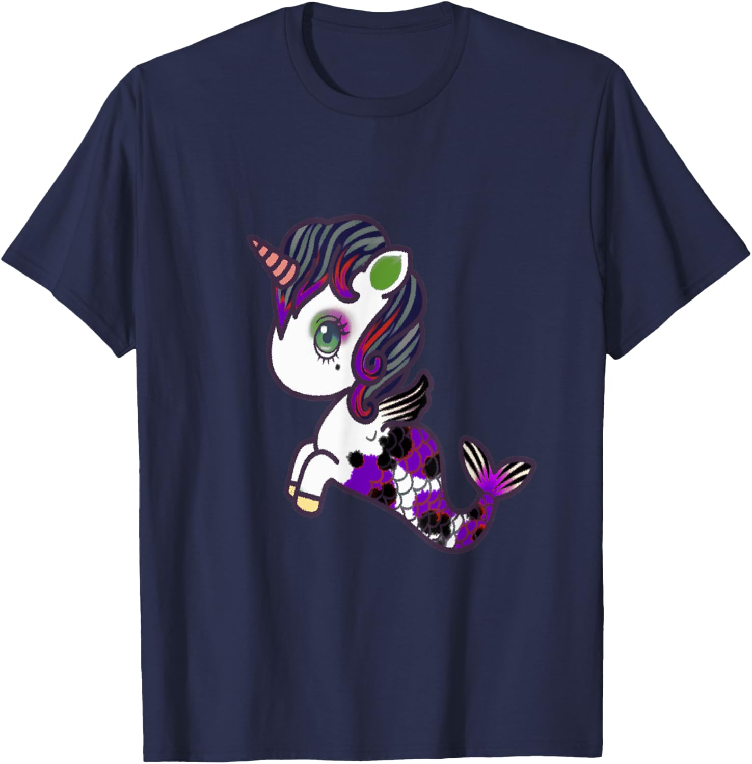 Mermaid Unicorn Mermicorno T-Shirt - T-Shirt | Navy