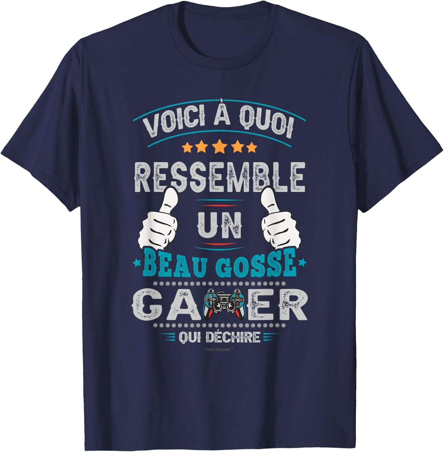 Gamer Beau Gosse Funny Man Boy Game Video Gaming , Black, S T-Shirt - T-Shirt | Navy