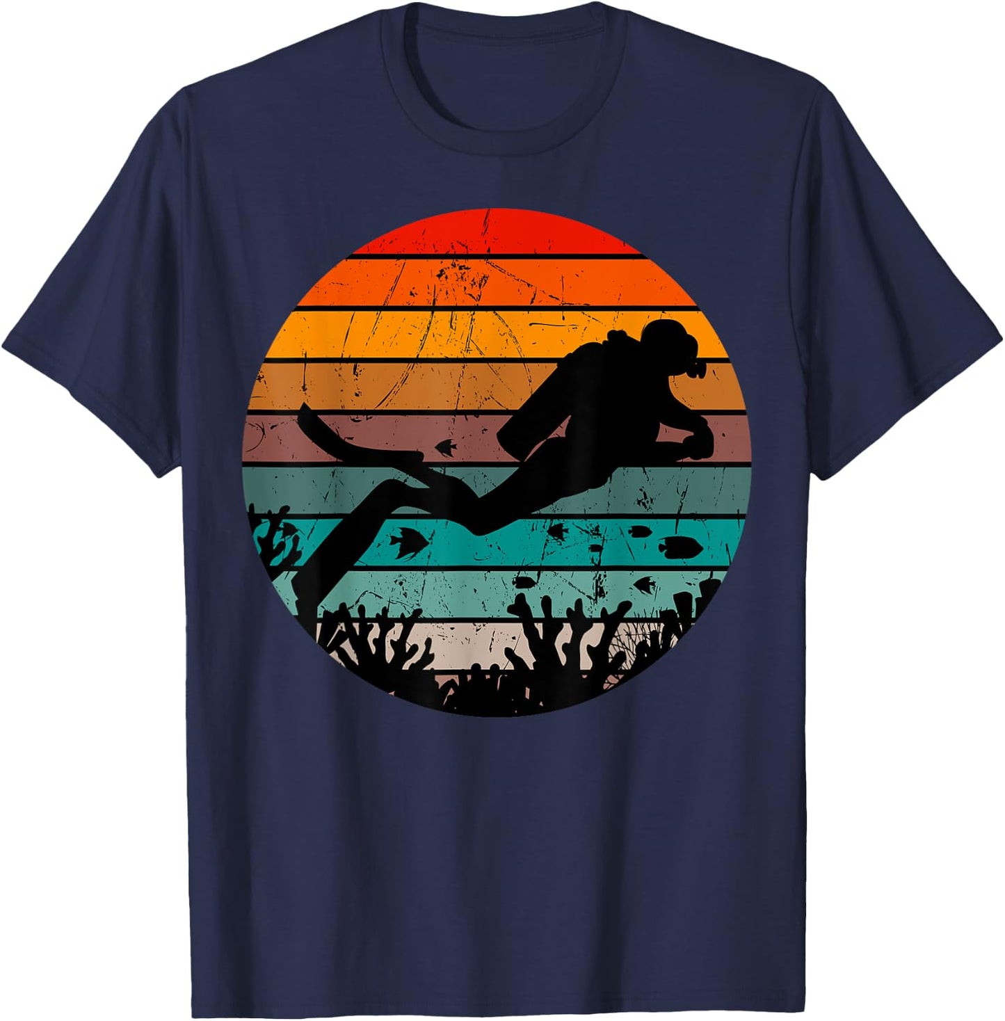 Scuba Diving Retro Vintage Diver Underwater Dive Deep-Sea T-Shirt - T-Shirt | Navy