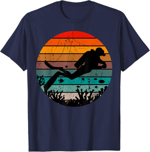 Scuba Diving Retro Vintage Diver Underwater Dive Deep-Sea T-Shirt - T-Shirt | Navy