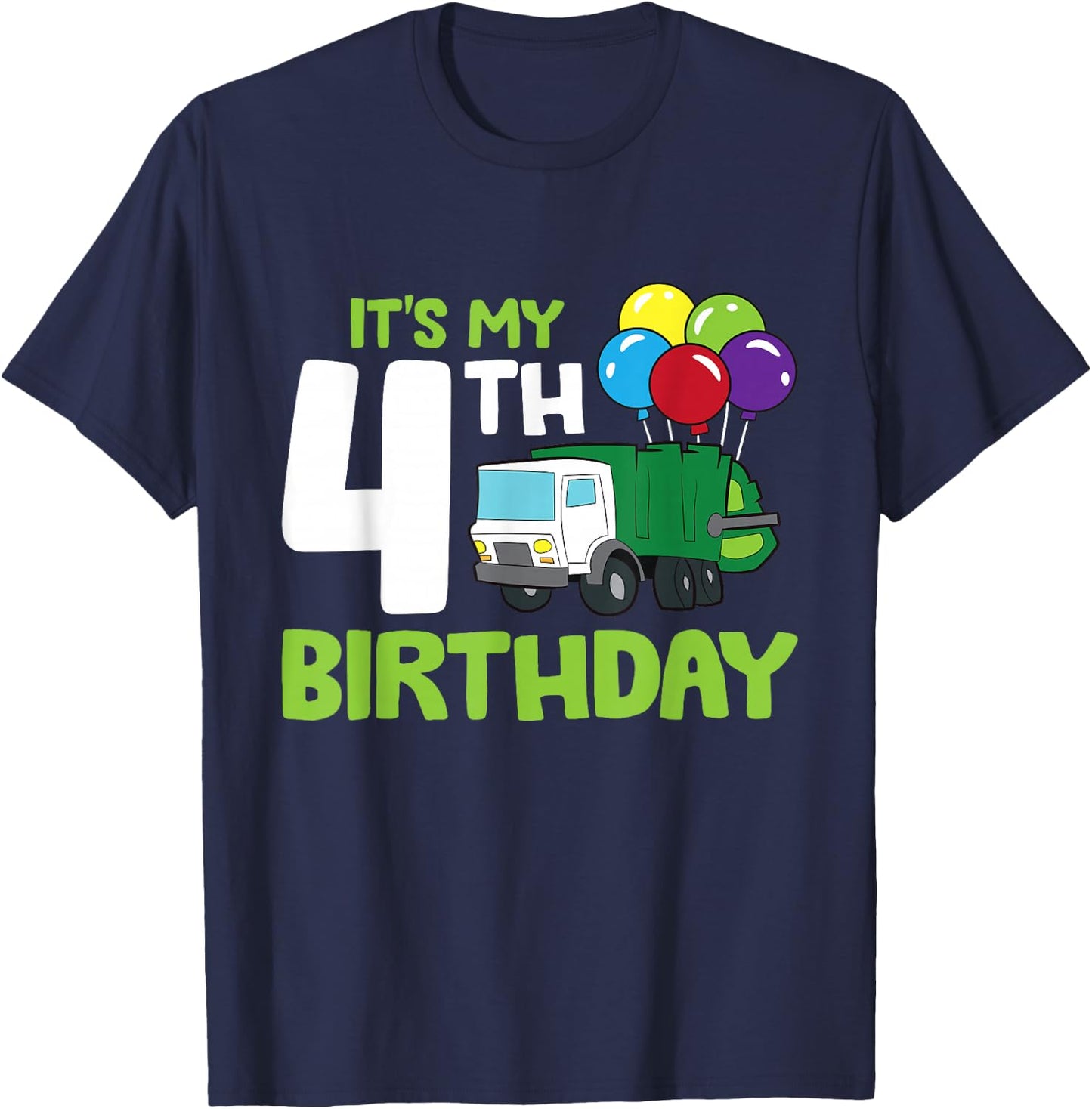 It's My 4th Birthday Garbage Truck 4th Birthday T-Shirt - T-Shirt | Navy