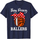 Busy Raising Ballers Funny Football Basketball Mom T-Shirt - T-Shirt | Navy