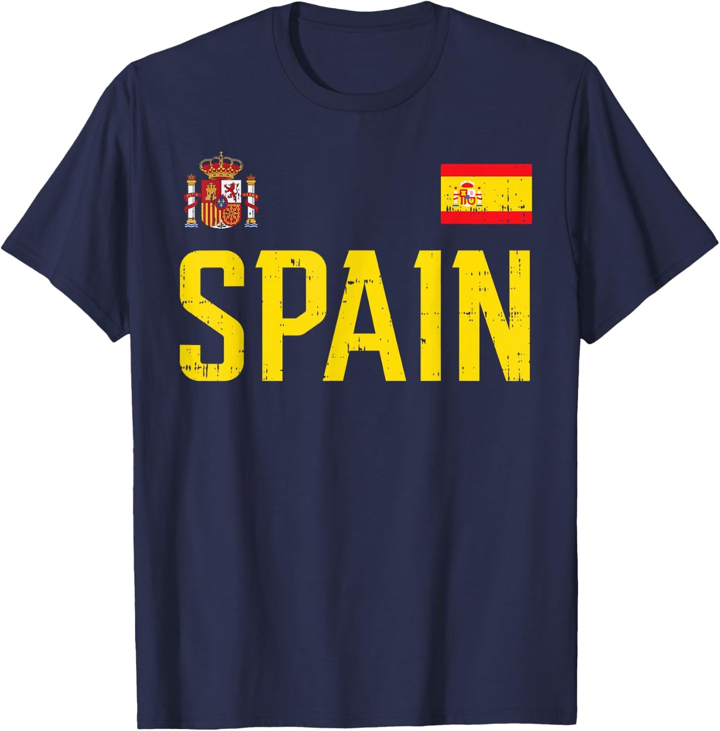 Spain Flag Espana Football Soccer Fan Men Women Kids T-Shirt - T-Shirt | Navy