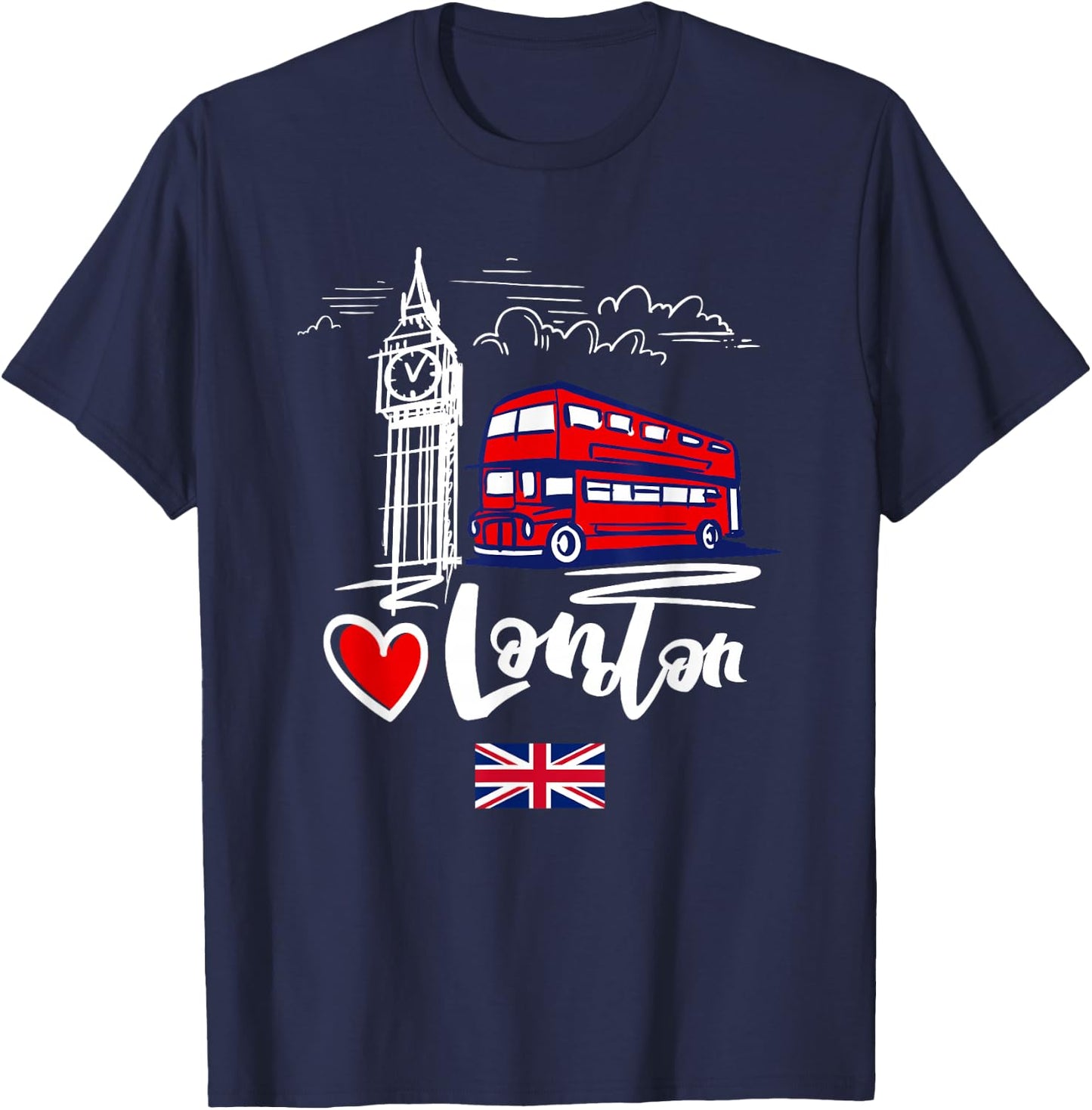I Love London UK Graphic Design London T-Shirt - T-Shirt | Navy