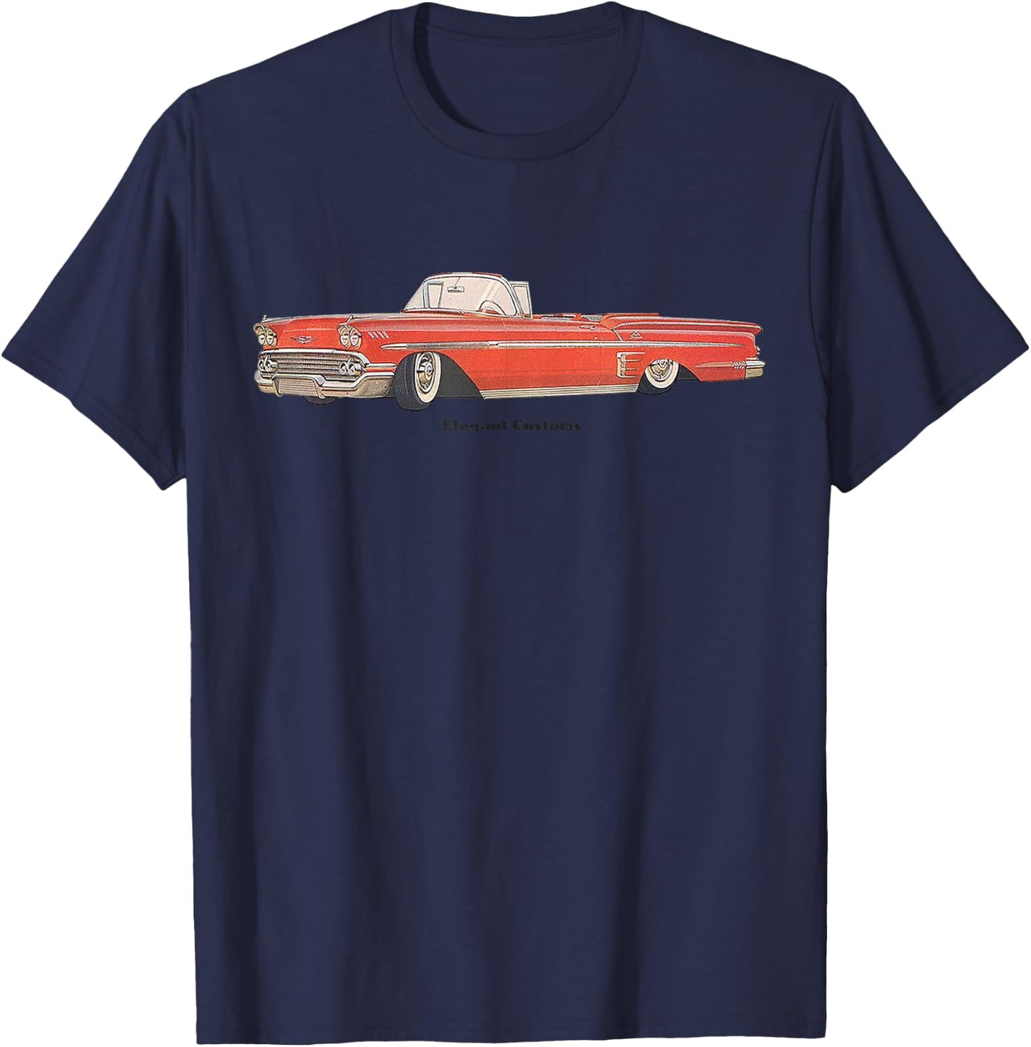 1958 Impala Convertible Lowrider Kustom Lead Sled Hot Rod T-Shirt - T-Shirt | Navy