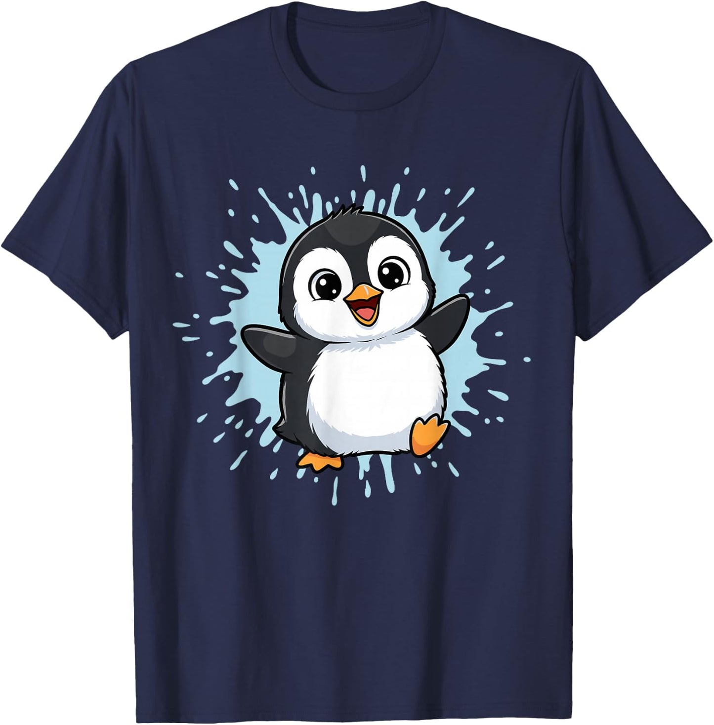 Happy Baby Penguin Splash Cute Arctic Friend T-Shirt - T-Shirt | Navy