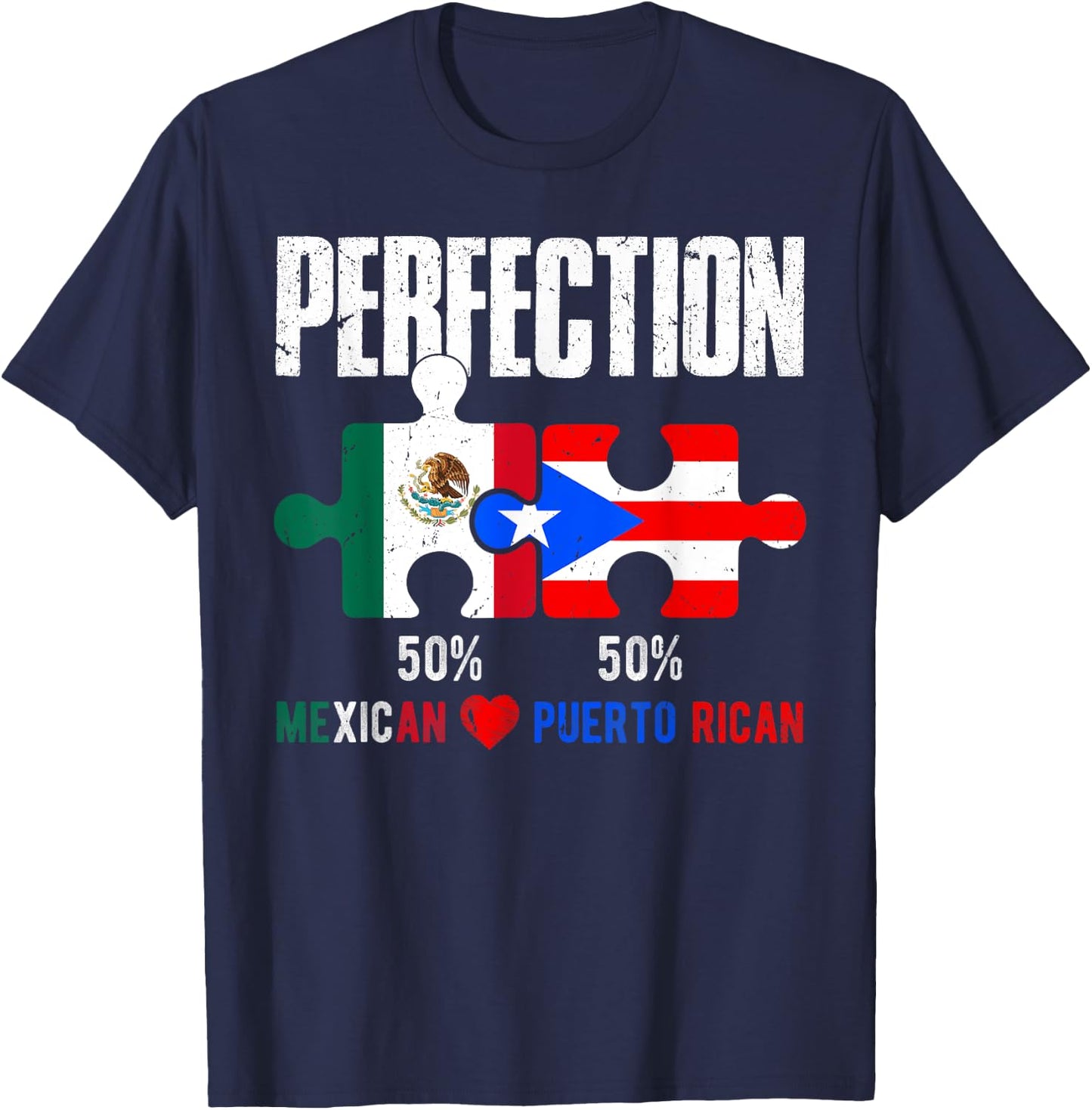 Mexirican Half Puerto Rican Half Mexican Hispanic Heritage T-Shirt - T-Shirt | Navy