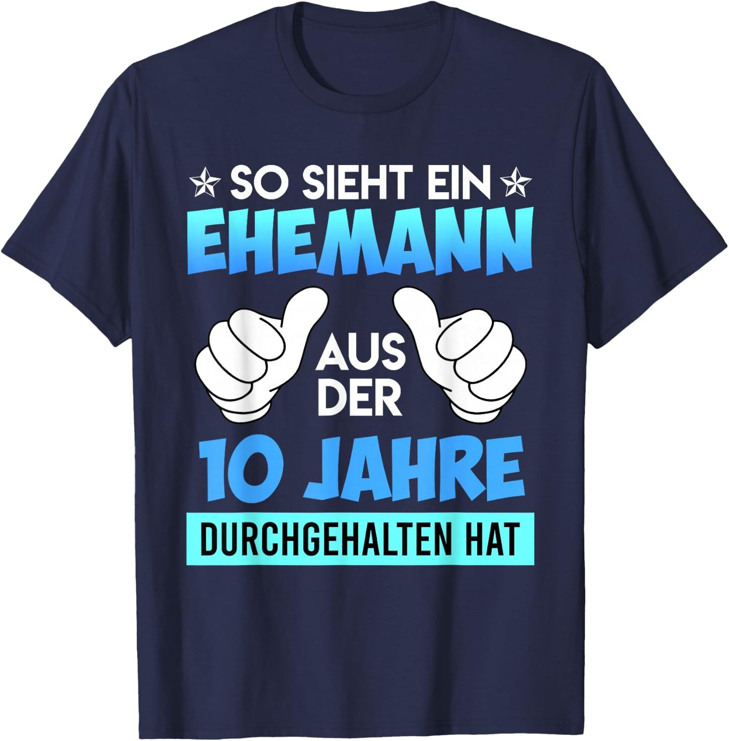 10th Wedding Anniversary Husband Rose Wedding , black T-Shirt - T-Shirt | Navy